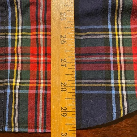 Men’s Chaps Easy Care Plaid Button Up Shirt Red Blue Size Medium - Picture 3 of 6